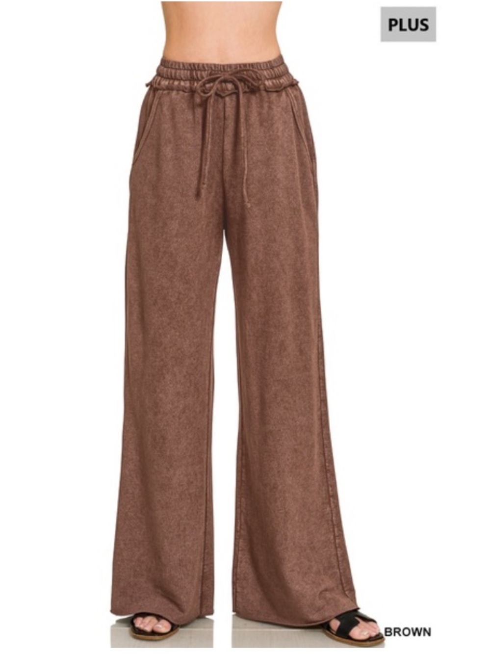 366 Small - 3X ❤️Zenana brown PLUS WASHED FRENCH
TERRY SWEATPANTS